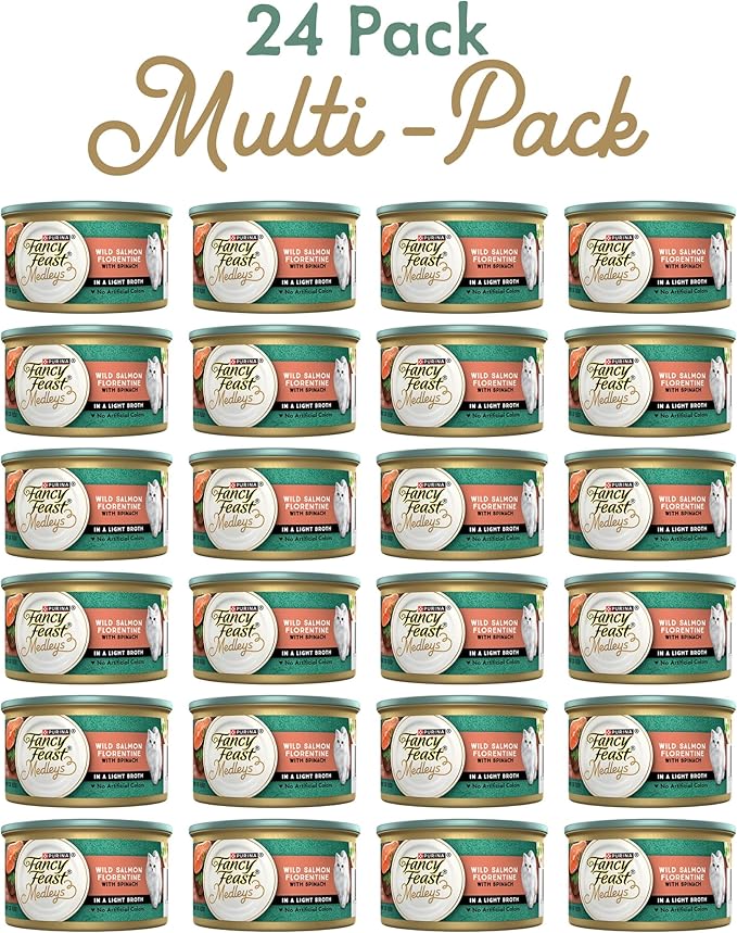 Purina Fancy Feast Wet Cat Food, Medleys Wild Salmon Florentine With Garden Greens in Delicate Sauce - (Pack of 24) 3 oz. Cans