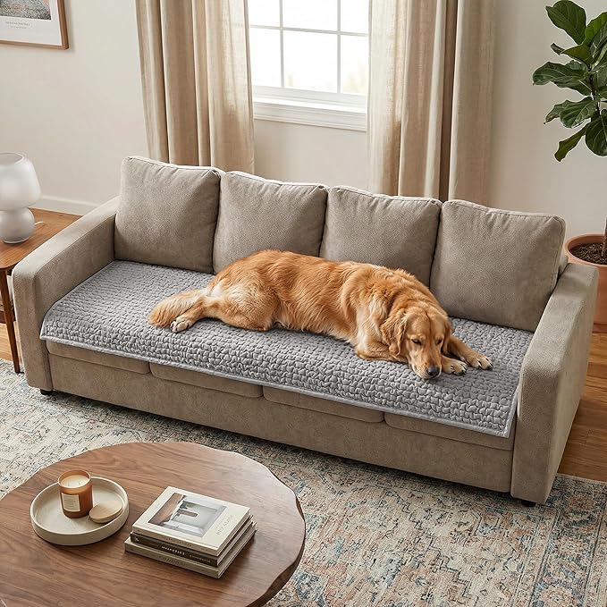 PAULATO BY GA.I.CO. Waterproof Blanket – 24x86” Changing Absorbent Pad for Incontinence – Machine Washable Stain-Resistant Protector for Couch Sofa or Bed – Reusable Waterproof Cover - Light Grey