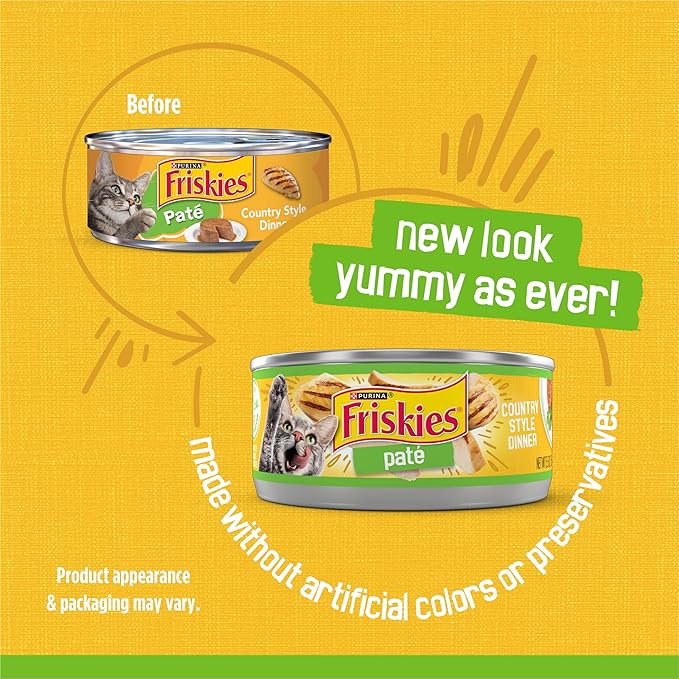 Friskies Purina Wet Cat Food Pate, Country Style Dinner - 5.5 oz. Cans (Pack of 48)