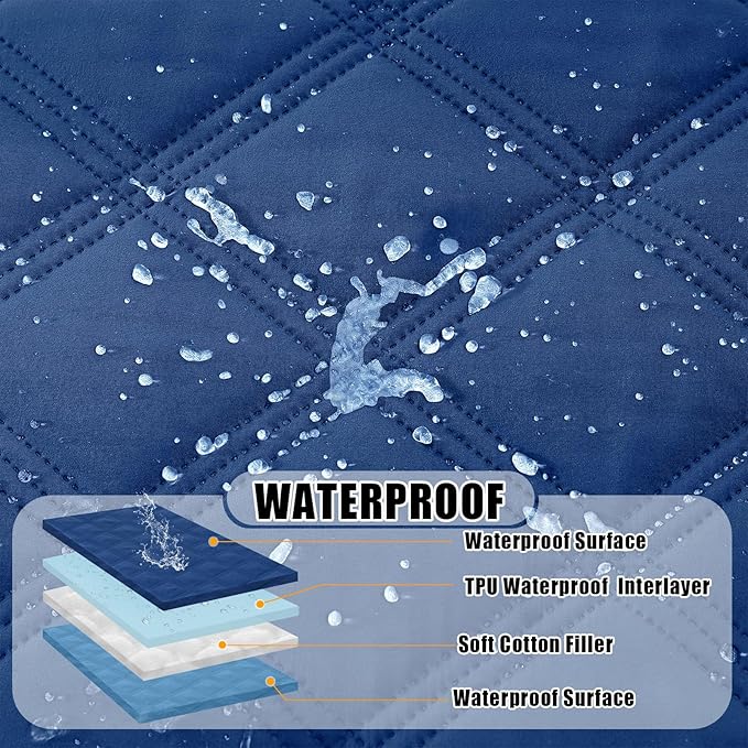 Smiry Waterproof Dog Bed Cover Blanket 52x82, Soft Reversible Pet Blanket, Washable Leakproof Cats Dogs Couch Cover for Sofa, Couch, Furniture, Navy/Blue