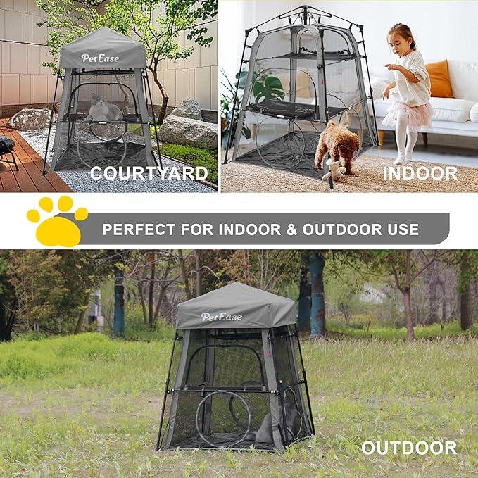 Cat Tower Tent,Outdoor Patio Cat Enclosures with Breathable Mesh,Indoor Playpen Portable Exercise Tent