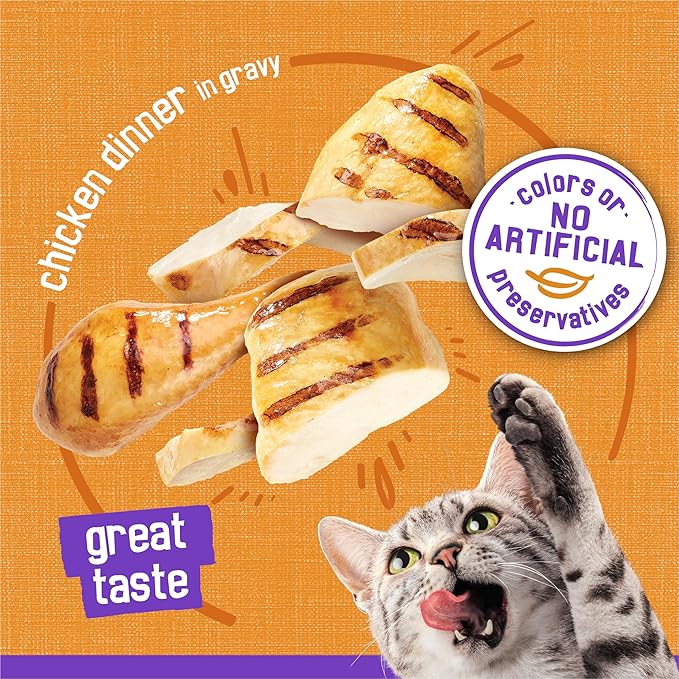 Purina Friskies Meaty Bits Chicken Dinner in Gravy Multi Cat Wet Cat Food - 13.5 Ounces (Pack of 12)