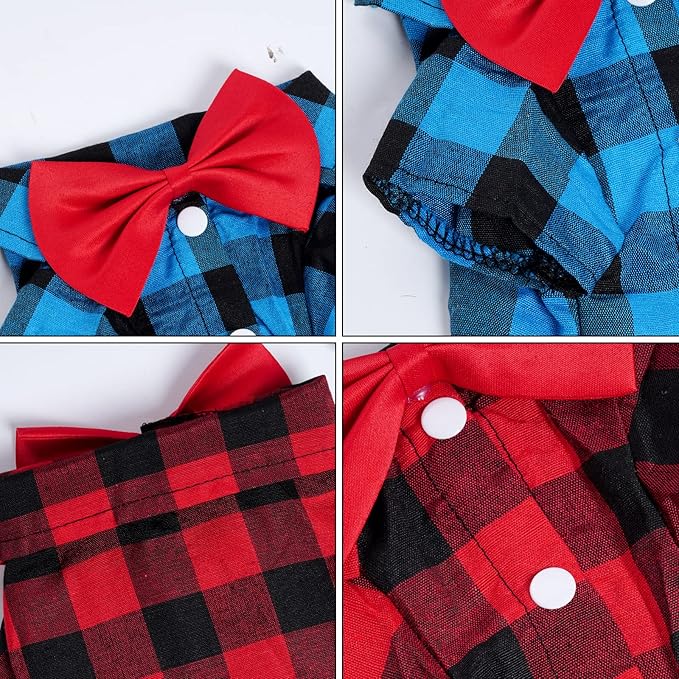 Tongcloud 3 Pack Plaid Puppy Cat Shirt - Cute Dog & Cat Shirts for Extra Large Dogs & Cats - Birthday Party & Holiday Photo(Red, Blue & White, X-Large)