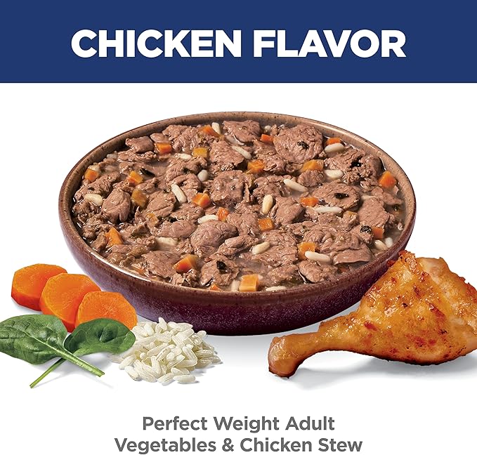 Hill's Science Diet Adult Perfect Weight Wet Cat Food, Vegetables & Chicken Stew, 2.8 oz. Pouches, 24-Pack