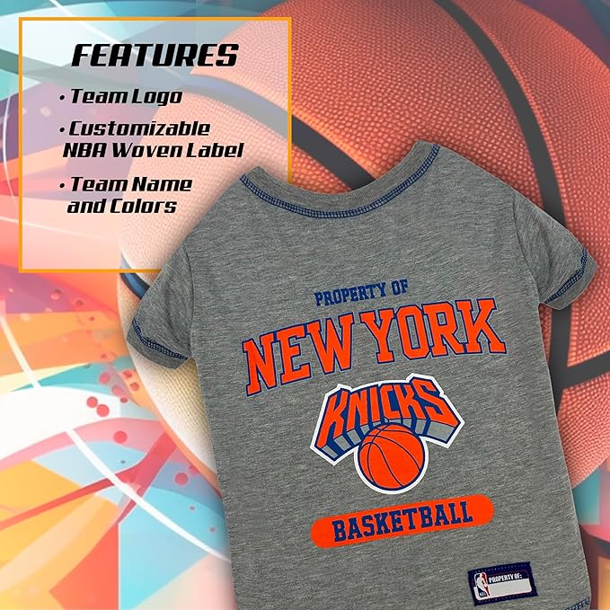 Pets First NBA Licensed Hoodies & T-shirt for Dogs & Cats, New York Knicks, Small