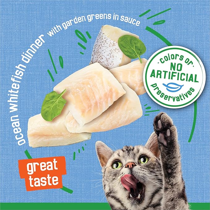 Friskies Purina Indoor Cat Food Flaked Ocean Whitefish Dinner with Garden Greens in Sauce - 5.5 oz. Cans (Pack of 24)