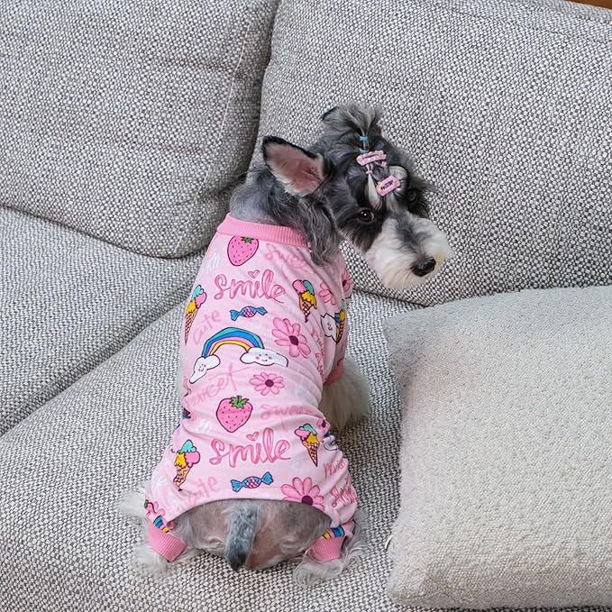 CuteBone Fleece Dog Pajamas Clothes Puppy Jammies Pet Apparel Cat Onesie for Chihuahua Yorkie Frenchies P318M
