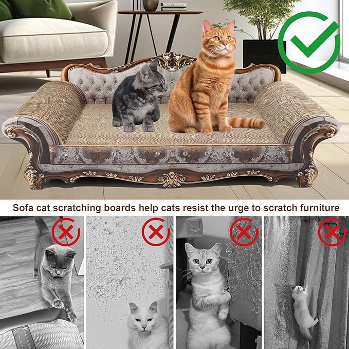 COOZMENT Sofa Shaped Scratching Couch,Thick Scratching Cardboard, Lounge Bed for Indoor Rest&Play, Sofa Scratcher Pad (39.4" L X 14.4 "W X 14" H)