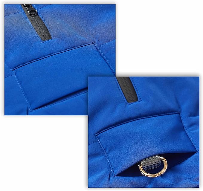 Blueberry Pet Cozy Windproof Dog Coat – Navy Blue Quilted Winter Jacket for Medium Dogs, Award-Winning Design with Leash Hole, Size 14"