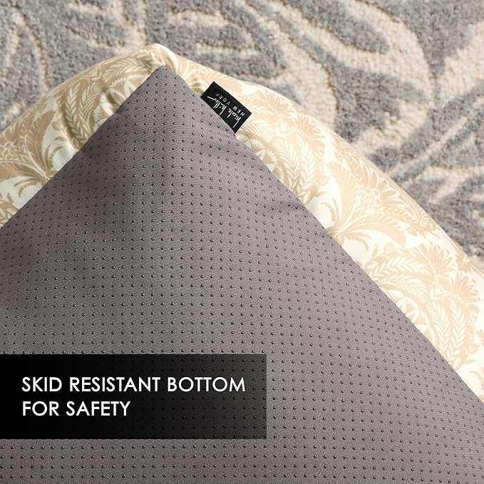 Nicole Miller NEW YORK PET Mod Damask Plushy Bolster Pet Bed, Cozy & Calming, Non-Slip Bottom, Machine Washable Cover, Taupe, Large 35"x28"x8"