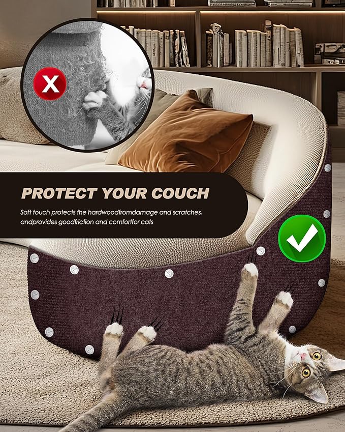 VIVOYAN 78.7"x15.8" Cat Scratch Mat,Trimmable Self-Adhesive Carpet,DIY Climb Cat Scratcher for Cat Couch Furniture or Wall Protector,Covering Cat Tower,and Replacement Pads (Brown)