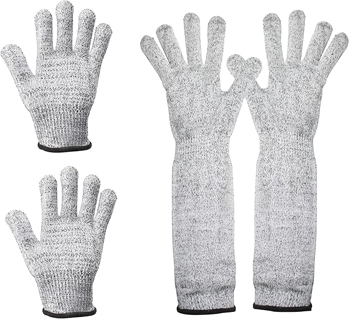 2 Pairs Pet Handling Gloves, 15.75" Extra-Long and 7.68'' Short Flexible Scratch-Resistant Gloves, Pet Grooming Arm Sleeves for Dogs, Cats & Birds Bathing & Nail Trimming