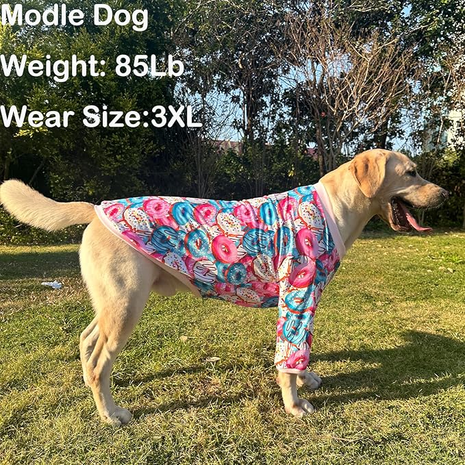 Dog Colorful T Shirts Doughnut Pattern Printed Pet Shirt Softable Pajamas for Small Dogs (3XL,Doughnut)