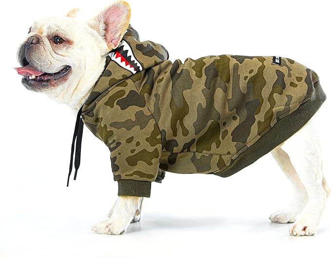 Camo Dog Hoodie Dog Clothes Extra Warm Fleece Lining Stretchy Fit for Small Medium Large Dogs (Camo, X-Large)
