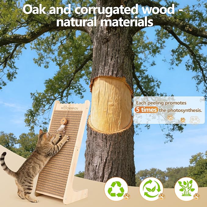 Natural Cork cat Scratching Post-Cat Scratching Pad-cat beds for Indoor Cats-Scratching Board Toy-cat ramp-cat Scratch Cardboard,Easy Replace-Eco-Friendly Sustainable-cat Gifts