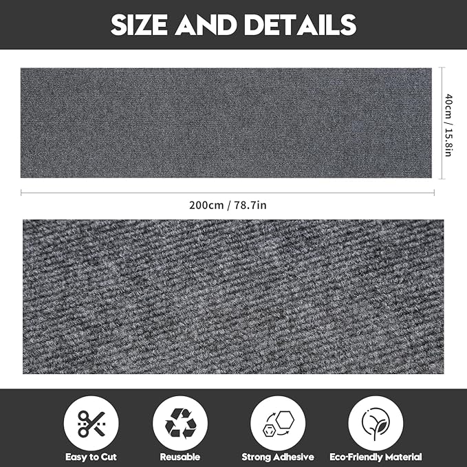 Couch Cat Scratch Protector 78.7"x15.8" – Adhesive Cat Scratch Pad, Cuttable Furniture Protector for Sofa Arms, Sides, Chair Backs & Bed Edges,Dark Gray