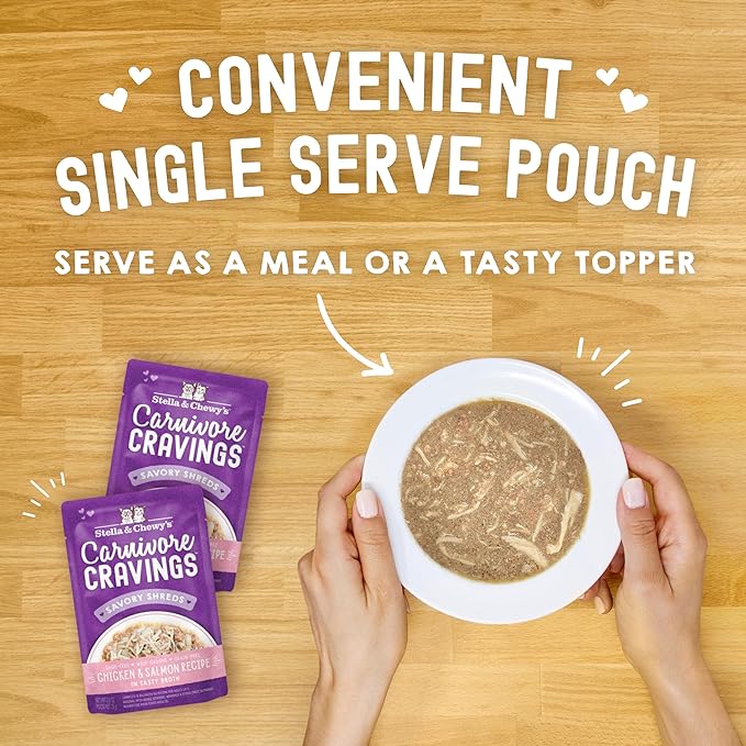 Stella & Chewy's Carnivore Cravings Wet Cat Food - Premium Pouches - Grain Free, High Protein Chicken & Salmon - Perfect for Picky Eaters - Complete Meal or Topper (2.8 oz, 12 Pack)