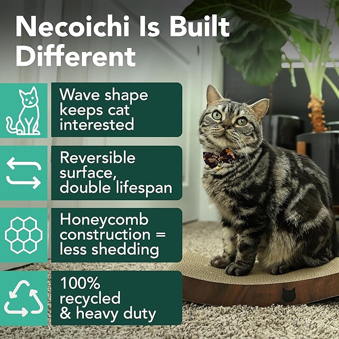 Reversible Wave Cat Scratcher for Indoor Cats - Cat Scratching Board, Horizontal Cat Scratch Pad Lounger with Reversible Usability and Extra Comfort for Lounge(1Pack, Go Green)