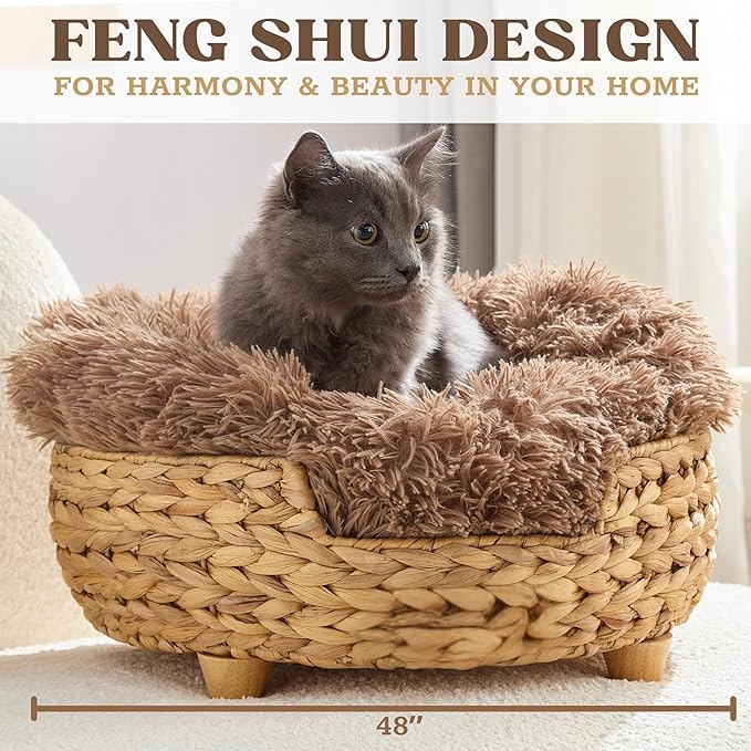 Cat Luxury Cat Bed for Indoor Cats, Plush Furniture for Comfort and Relaxation, Soft Covered Nest for Cats, Washable Warm Design with Modern Zen Style