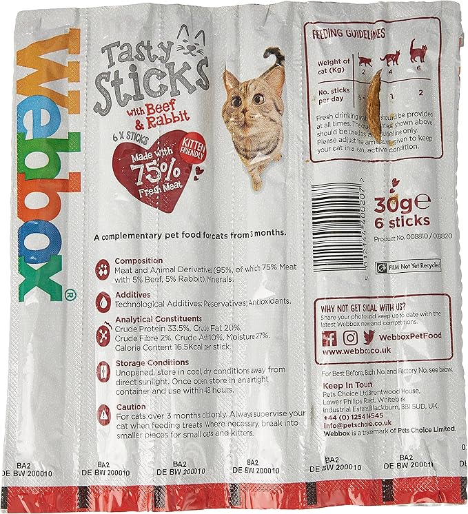 Webbox Cat Delight Treat Sticks - Beef & Rabbit