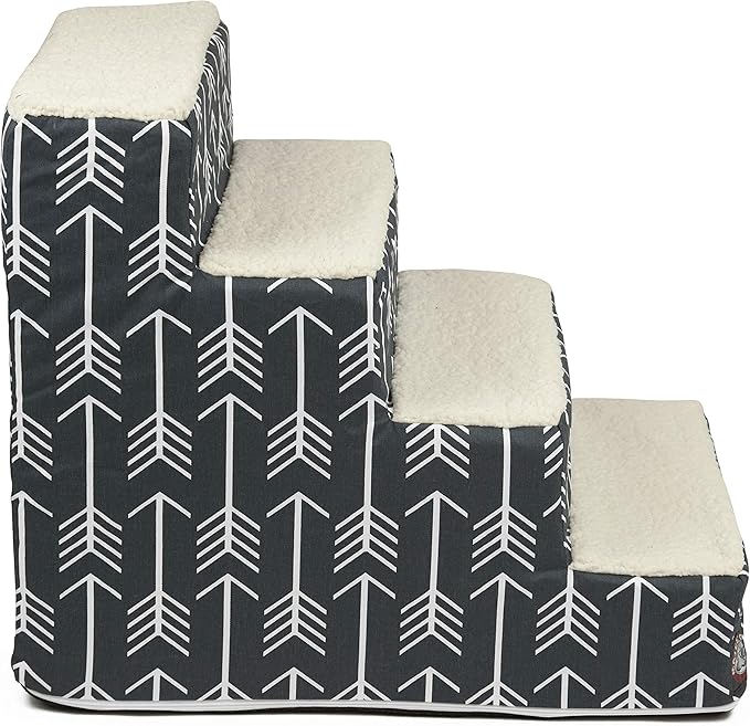 Majestic Pet Portable Pet Stairs | Soft Sherpa Steps Foam Feeling | Steps for Dogs & Cats | Dog & Cat Ramp | Perfect for Bed & Sofa | Indoor Only | Max Weight: up to 250 Lbs, 4 Step, Arrow Navy Blue