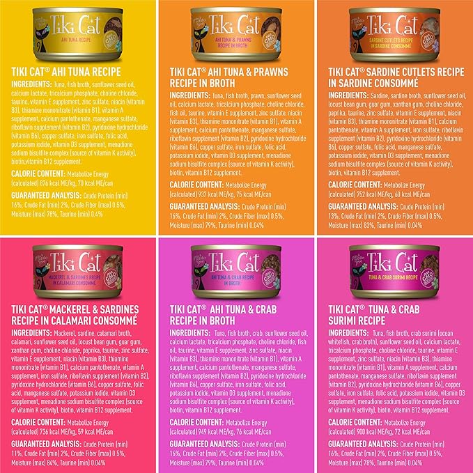 Tiki Cat Wet Cat Food Mega Pack, Seafood Selects Variety Pack, 2.8/3 oz. Cans (36 Count)