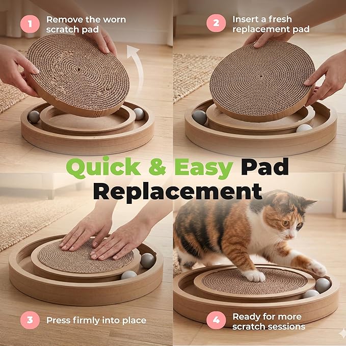 Best Pet Supplies Catify Cat Scratcher, Fun Interactive Scratchers, Posts, Poles, Claw Safe, Furniture Saver Indoor Play Support Natural Cat Behaviors Heavy Duty - 3 Pack Round, 10 x 10