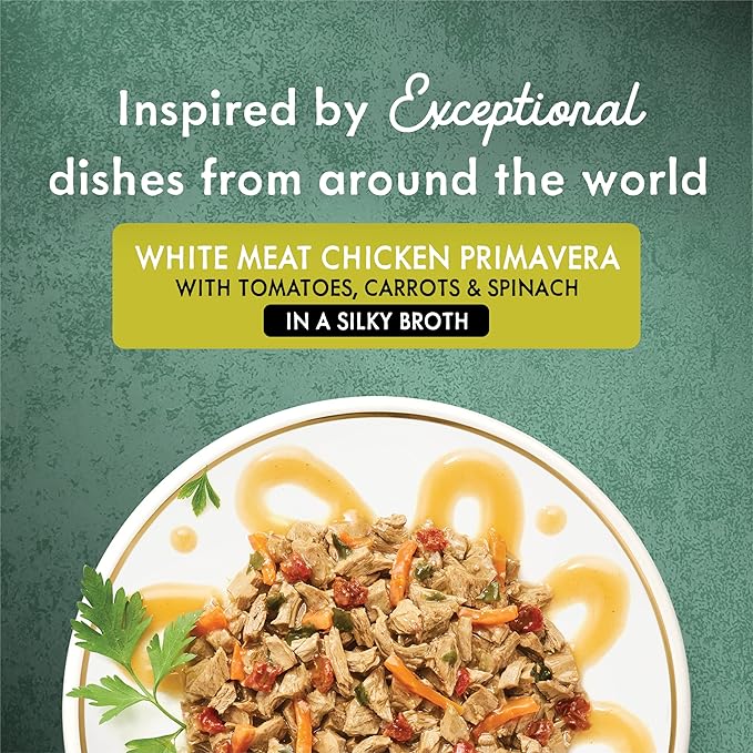 Fancy Feast Purina Medleys White Meat Chicken Primavera with Tomatoes, Carrots and Spinach in a Silky Broth - 3 oz. Cans (Pack of 48)
