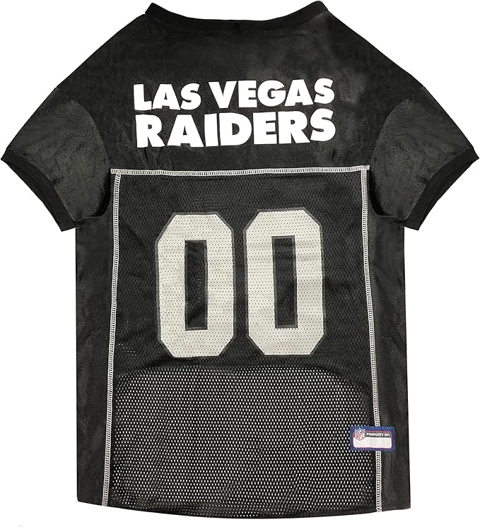 Pets First NFL Raiders Dog Jersey, Size Medium, Football Shirt Costume for Pet, Dog Sports T-Shirt, NFL Team Clothing for Cats, Licensed Pet Apparel Available in 7 Sizes and 32 Teams