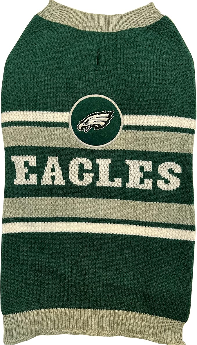 Pets First NFL Philadelphia Eagles Dog Sweater, Size Large. Warm and Cozy Knit Pet Sweater with NFL Team Logo, Best Puppy Sweater for Large and Small Dogs, Team Color (PHL-4179-LG)
