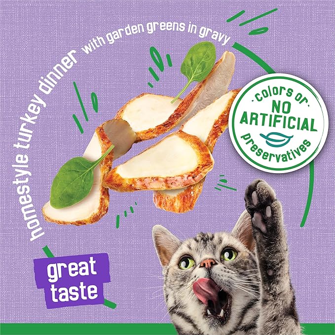 Friskies Purina Indoor Cat Food Meaty Bits Homestyle Turkey Dinner with Garden Greens in Gravy - 5.5 oz. Cans (Pack of 48)