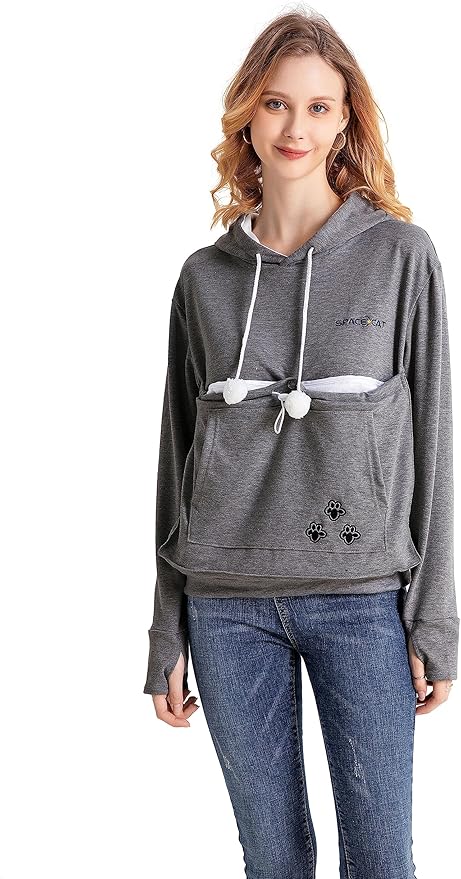 ALYC Unisex Hoodies Pet Holder Cat Dog Large Pouch Carriers Sweatshirt Cat Space Pullover Top