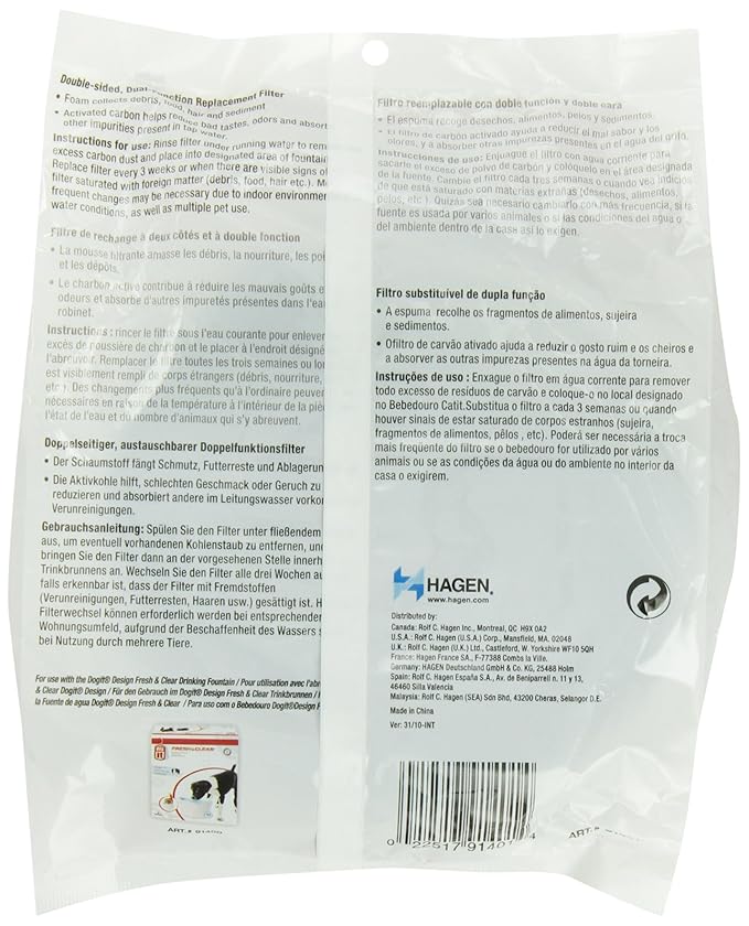 Dogit Replacement Drinking Water Fountain Filters, 3-Pack – Replacement Filters for Dogit Fresh & Clear Drinking Water Fountain and ZEUS H2EAU Elevated Dog and Cat Drinking Water Fountain