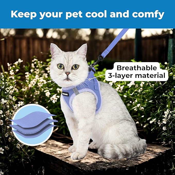 Voyager Step-in Pet Harness - All Weather Mesh, Adjustable Step in Harness for Cats and Dogs by Best Pet Supplies - 307 Set Lavender, M