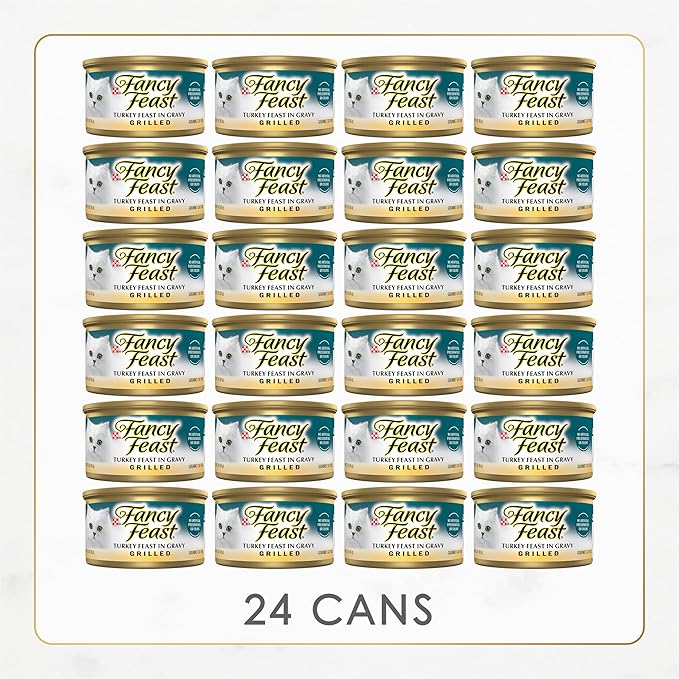 Purina Fancy Feast Grilled Wet Cat Food Turkey Feast in Wet Cat Food Gravy - (Pack of 24) 3 oz. Cans