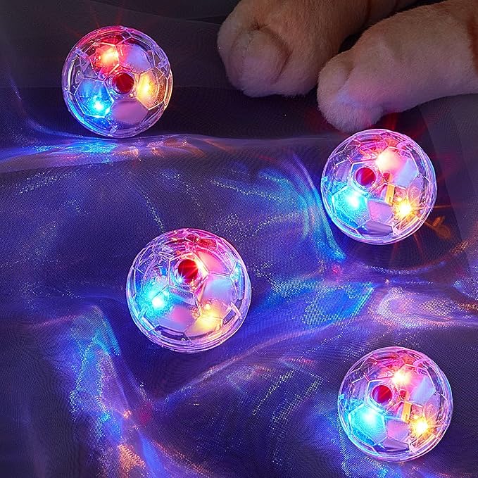 Sratte 6 Pcs Ghost Hunting Cat Ball Activated Cat Toy Motion LED Light Pet Balls Motion Dog Interactive Pet Toys Glowing Mini Running Exercise Supplies for Animals Activity (Clear)