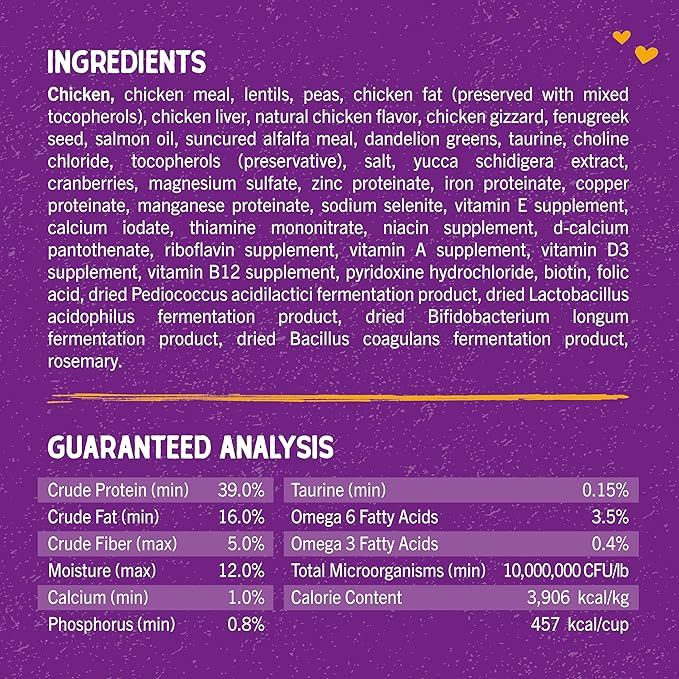 Stella & Chewy's Raw Coated Cat Food - High Protein, Grain-Free Kibble with Cage-Free Chicken - Premium Digestive Support with Probiotics - Natural Small Kibble - Perfect for Picky Eaters - 5 lb Bag