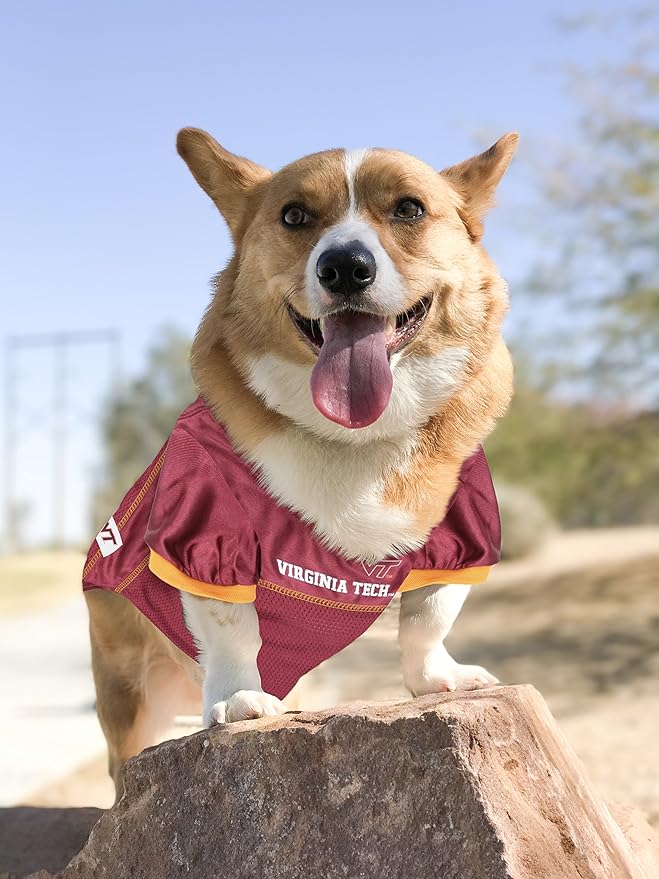 Pets First NCAA College Virginia Tech Hokies Mesh Jersey for DOGS & CATS, Large. Licensed Dog Jersey with your Favorite Football/Basketball College Team