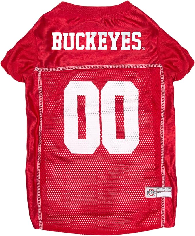Pets First NCAA College Ohio State Buckeyes Mesh Jersey for DOGS & CATS, Large. Licensed Dog Jersey with your Favorite Football/Basketball College Team