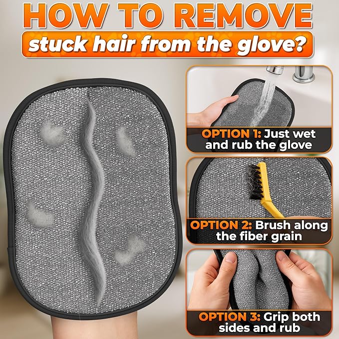 Cat Hair Remover Glove – Electrostatic Five-Finger Fur Remover for Cats & Dogs, Reusable Polyester 9.25"x6.69" for Couch, Carpet, Car Seat, Furniture & Clothing, Quick Pick-Up for Simple Tidying