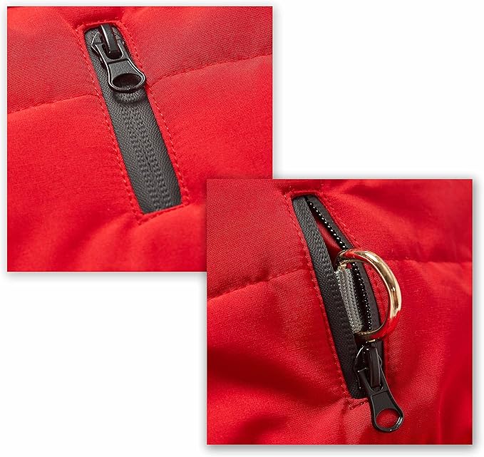 Blueberry Pet Waterproof Quilted True Red Dog Jacket – Cozy Winter Coat & Warm Hoodie for Medium to Large Dogs, Size 18 (20" Back Length)