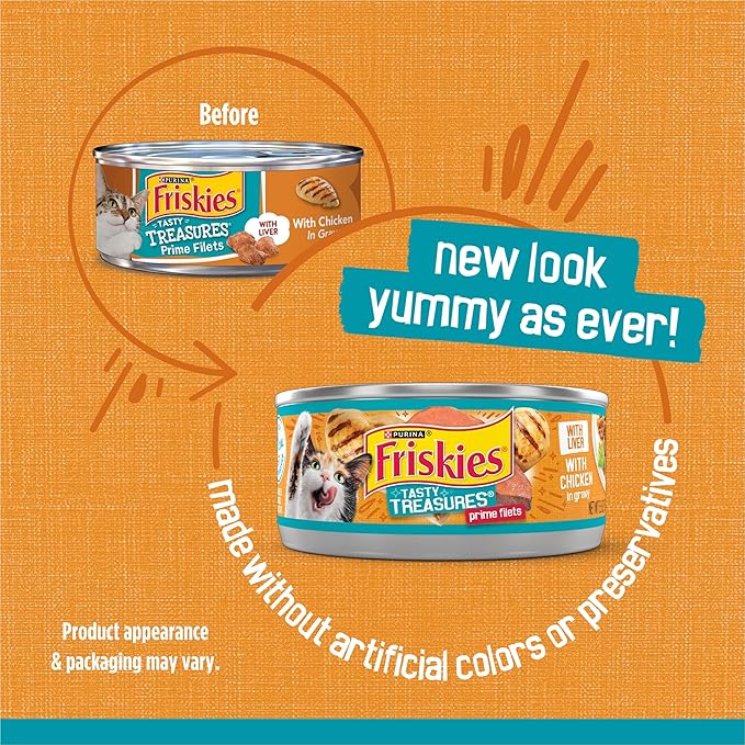 Purina Friskies Wet Cat Food Tasty Treasures With Chicken in Gravy (With Liver) - (Pack of 24) 5.5 oz. Cans