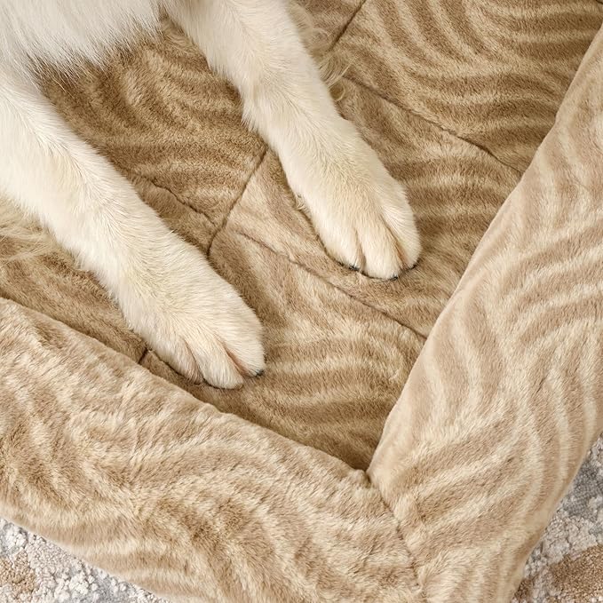 MidWest Homes for Pets QuiteTime Deluxe Wave Bolster Bed for Medium Dogs; Easily Machine Wash and Dry; Tan; 30"; 40230-WVTN
