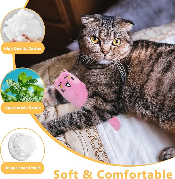 5pcs Catnip Toys, Funny cat Toy, bite Resistant cat Toys, Indoor Cartoon cat Toys for cat,cat chew Toy