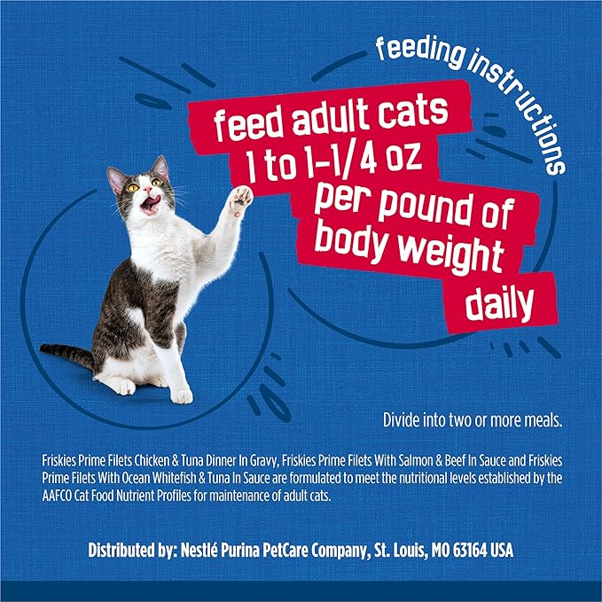 Purina Friskies Gravy Wet Cat Food Variety Pack Seafood Prime Filets Favorites - (Pack of 24) 5.5 oz. Cans