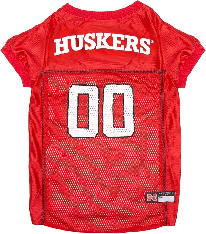 Pets First NCAA College Nebraska Cornhuskers Mesh Jersey for DOGS & CATS, XX-Large. Licensed Dog Jersey with your Favorite Football/Basketball College Team