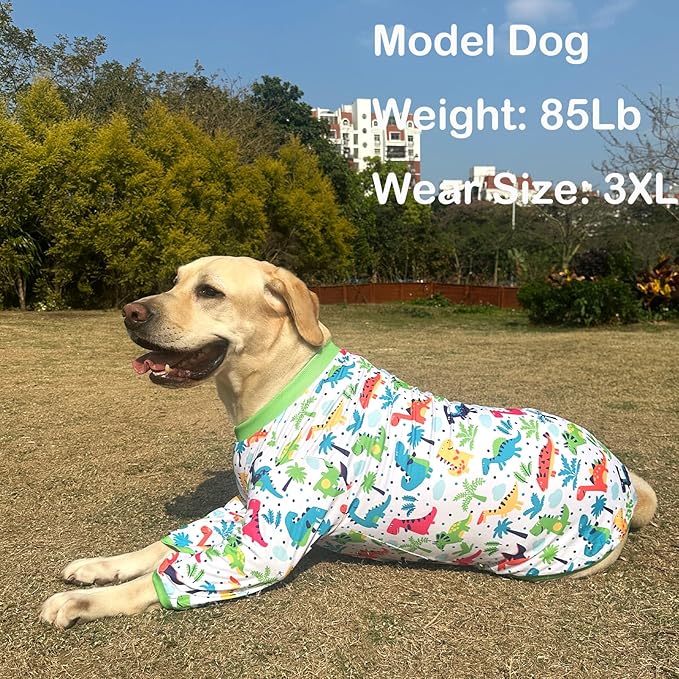 Dog Sleeveless T Shirt Colorful Dinosaur Prints Pet Vest Shirt Soft Stretchy Summer Clothes for Medium Dogs Boys Girls Clothes (Medium,Dinosaur)
