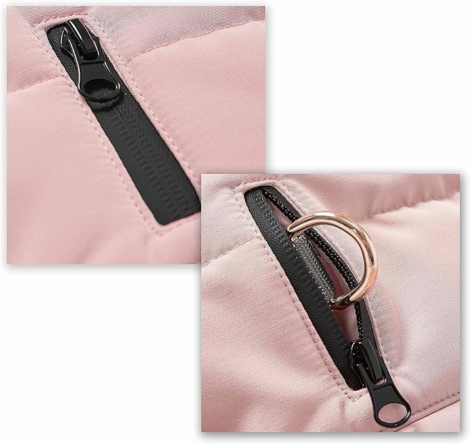 Blueberry Pet Cozy & Comfy Windproof Waterproof Quilted Fall Winter Dog Puffer Jacket in Pink, Back Length 12", Size 10", Warm Coat for Small Dogs