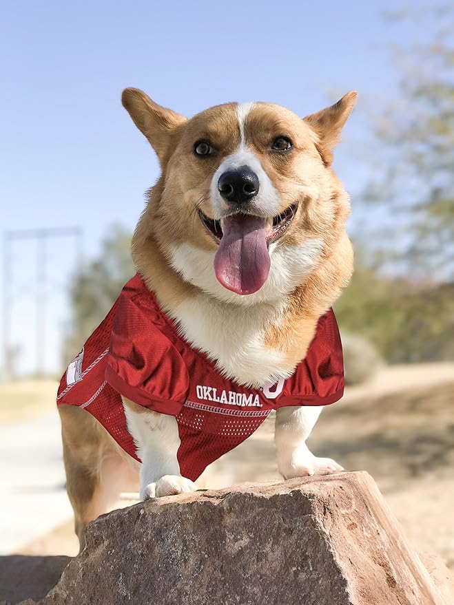 Pets First NCAA College Oklahoma Sooners Mesh Jersey for DOGS & CATS, X-Small.Licensed Dog Jersey with your Favorite Football/Basketball College Team