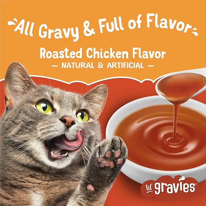 Friskies Purina Lil' Gravies Roasted Chicken Flavor Cat Food Lickable Cat Treats - 1.55 oz. Pouches,(Pack of 32)